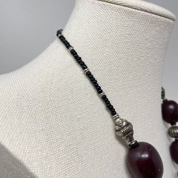 Handcrafted Boho Necklace Silver Tone Mandela Pendant Beaded Gypsy Ethnic‎ - Picture 8 of 14